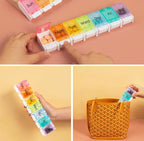 Wopanxye 7 Day Pill Case Organizer, Large Medicine Box Dispenser Daily, Colorful Travel 7 Dividers Vitamin Holder with Easy Push