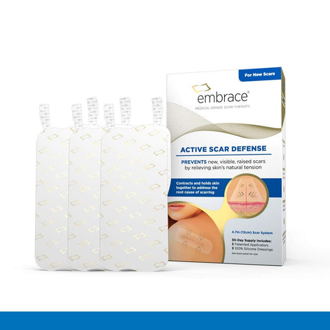 Embrace Active Scar Defense for New Scars, FDA-Cleared Silicone Scar Sheets, 4.7 Inch, Large, 30 Day Supply