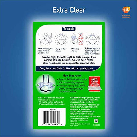 Breathe Right Nasal Strips to Stop Snoring, Drug-Free, Extra Clear (72 Count)