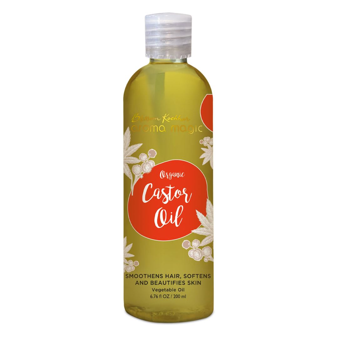 Aroma Magic Organic Castor Oil | Cold Pressed Oil for Hair & Skin | Enhance Eyelashes, Eyebrows & Hair Growth | Reduces Wrinkles