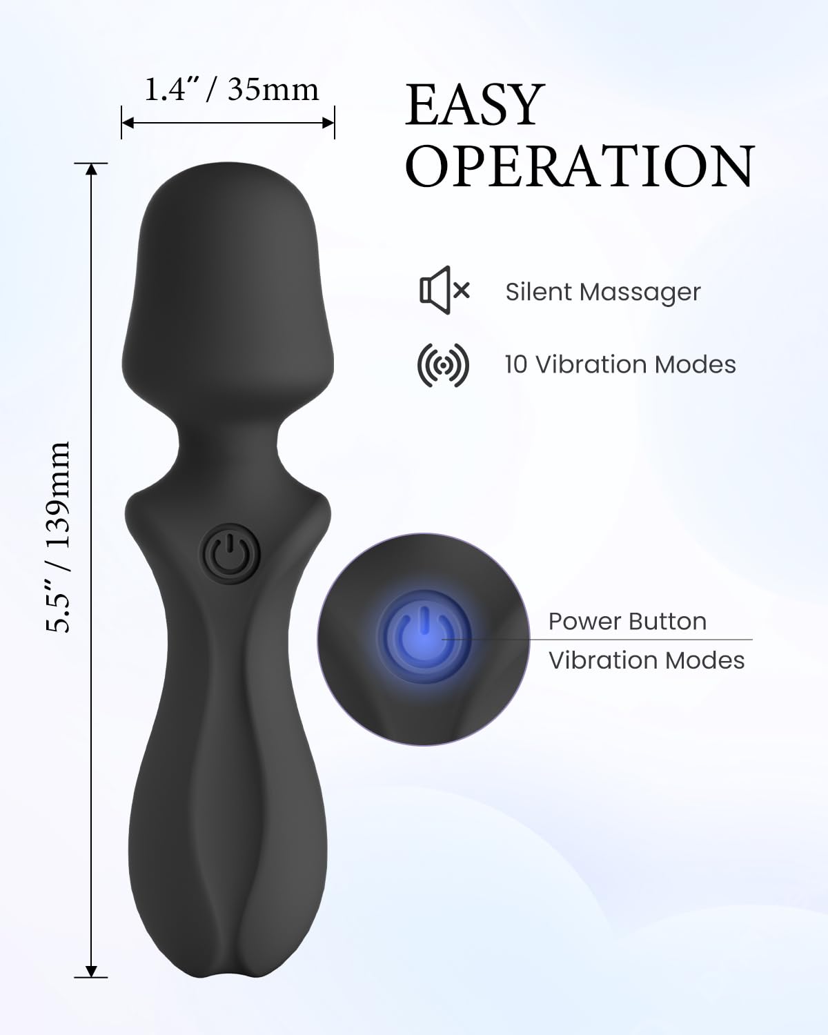PinkScrew Portable Electric Travel Massager, Powerful Handheld Mini Neck Muscle Massage Tool (Black)