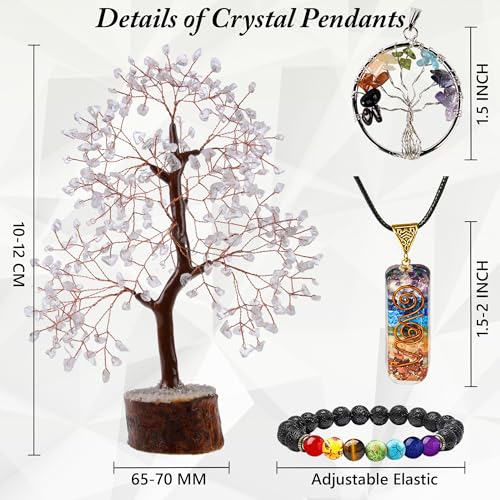 Clear Quartz Crystal Trees for Home and Office Decoration, Chakra Healing Crystals Feng Shui Handmade Trees for Positive Energy,