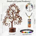 Crystal Tree of Life Red Jasper Healing Crystal Trees for Home & Office Decoration, Handmade Money Bonsai Trees for Positive Ene