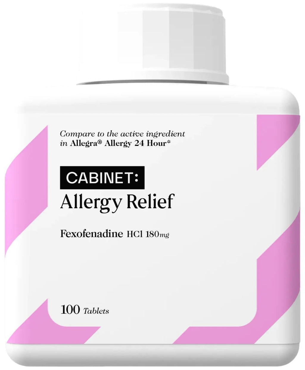 Cabinet: 24-Hour Non-Drowsy Allergy Relief Fexofenadine Hydrochloride 180mg | Antihistamine for Pollen, Hay Fever, Dry, Itchy Ey