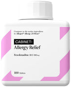 Cabinet: 24-Hour Non-Drowsy Allergy Relief Fexofenadine Hydrochloride 180mg | Antihistamine for Pollen, Hay Fever, Dry, Itchy Ey