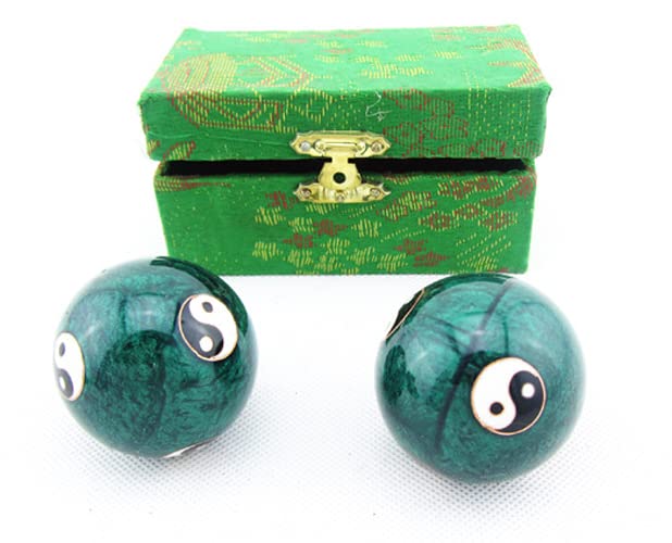 JapanBargain 3298, Chinese Baoding Balls Hand Exercise Therapy Balls Stress Reliefe Balls, Taichi Pattern, Green Color