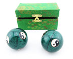 JapanBargain 3298, Chinese Baoding Balls Hand Exercise Therapy Balls Stress Reliefe Balls, Taichi Pattern, Green Color