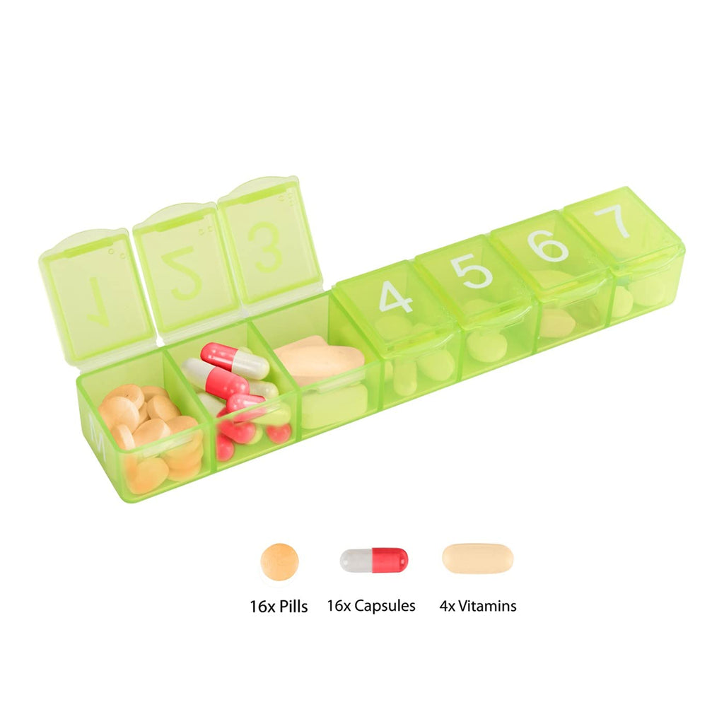 e-Pill 7 Times a Day x 7 Day Weekly Pill Organizer, Vitamin and Medicine Pillbox with Clear Case