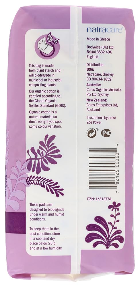 Natracare Maxi Pads Super with Organic Cotton Cover, 12 Count (Pack of 5)