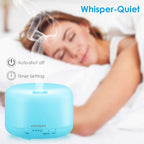 URPOWER Upgraded 500ML Essential Oil Diffuser Humidifiers Ultrasonic Aromatherapy Diffusers with 4 Timer Settings and Waterless