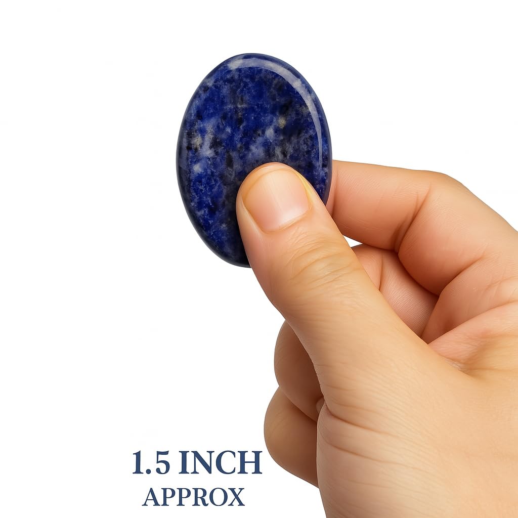 Selenite Worry Stone - Genuine Polished Palm & Thumb Stone for Clarity, Energy Cleansing & Crown Chakra - Travel Gift Crystal