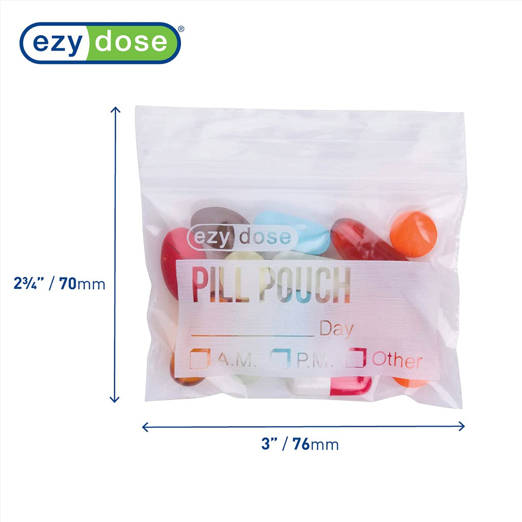 EZY DOSE Disposable Pill, Vitamin, and Medicine Organizer Pouches, Zippered Seal Bags, Pocket Sized and Travel Friendly, Easy to