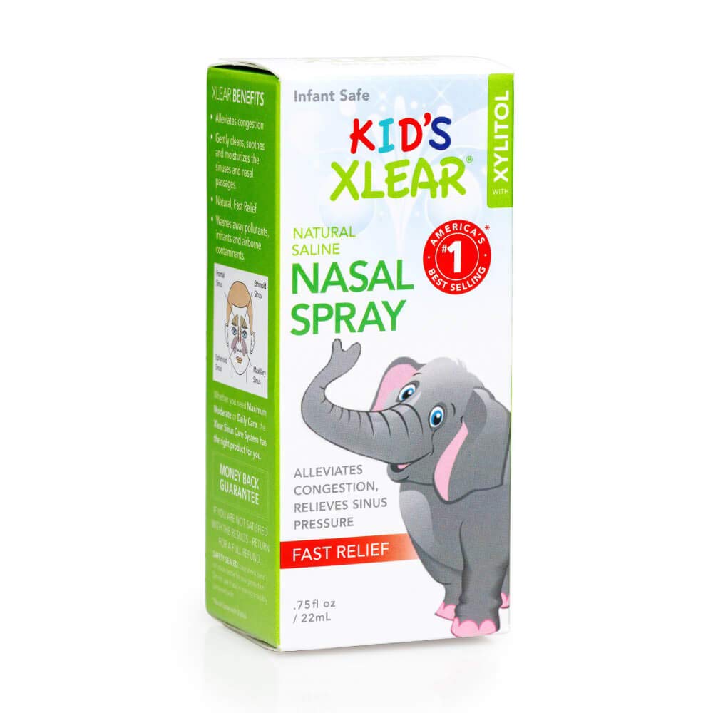 Xlear Natural Xylitol Saline Nasal Spray for Kids - Daily Decongestant, Nose Moisturizer, 0.75 fl oz (Pack of 3)