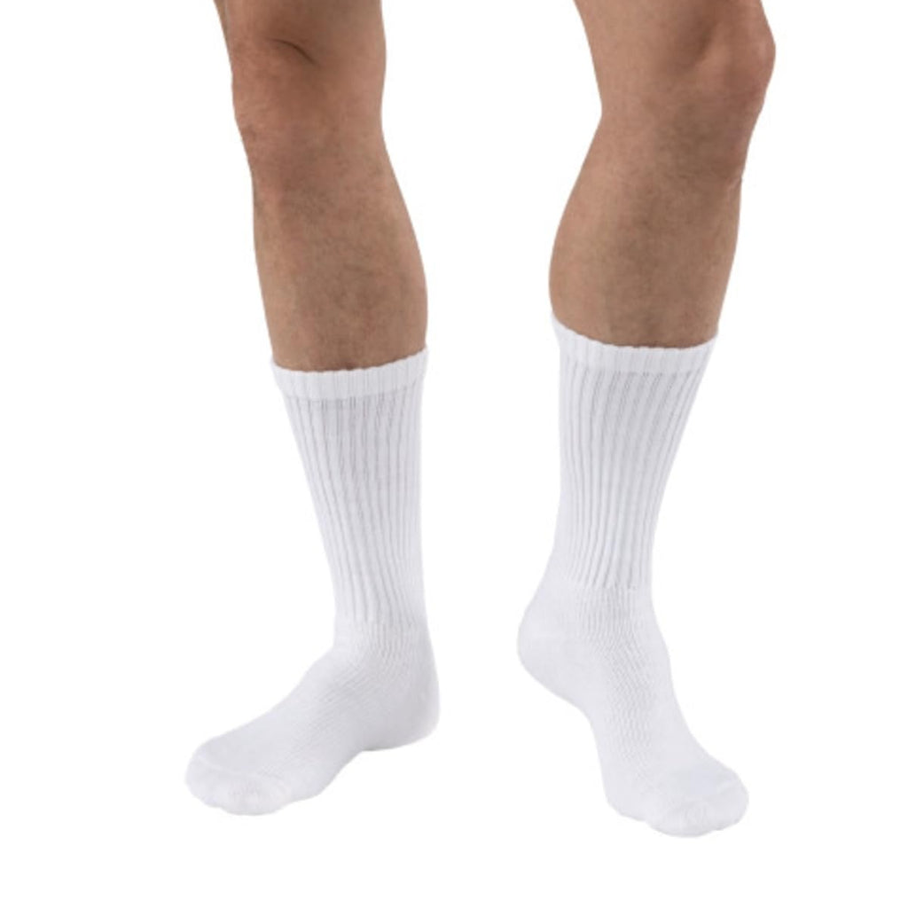 JOBST SensiFoot Diabetic Compression Socks 8-15 mmHg Crew Closed Toe White Large