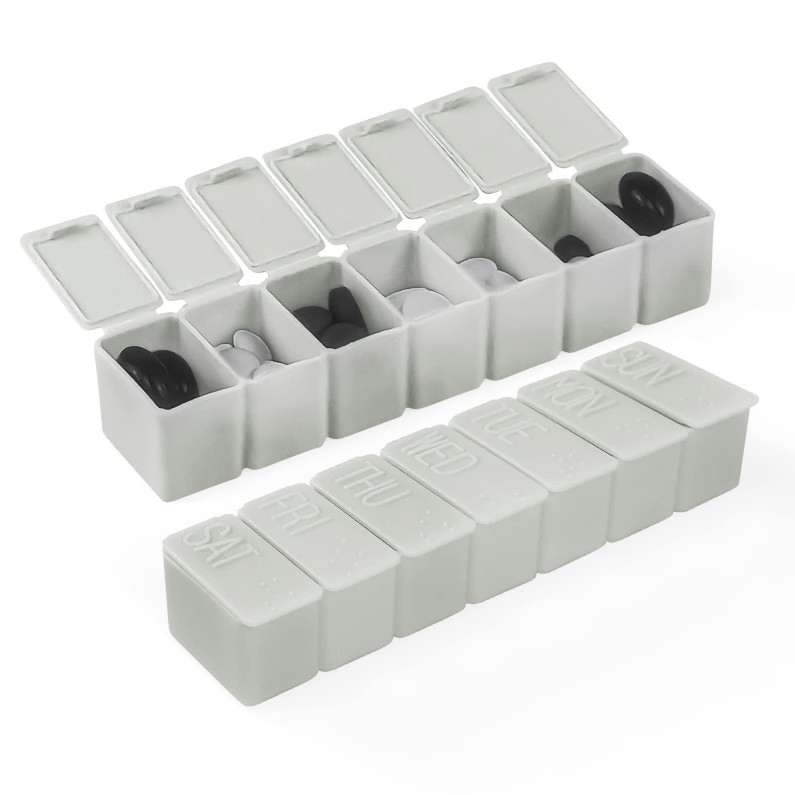 Fouews Weekly Small Pill Organizer, 7 Day Pill Case, Daily Vitamin Case Medicine Box, Pill Containers for Medicine Supplements F