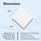 Dealmed 2 x 2 Sterile Gauze Pads (100 Count) Disposable and Individually Wrapped Medical Gauze Pads, Wound Care Product for Firs