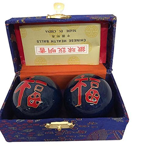 THY ARTS Baoding Balls Chinese Health Massage Exercise Stress Balls - Blue Fortune Symbol #3