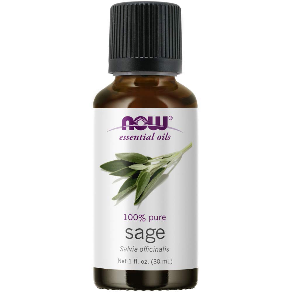 NOW Essential Oils, Sage Oil, Normalizing Aromatherapy Scent, Steam Distilled, 100% Pure, Vegan, Child Resistant Cap, 1-Ounce