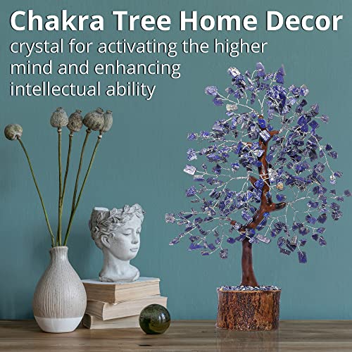 Lapis Lazuli Crystal Tree Meditation Accessories - Tree of Life Money Tree - Real Gemstones Crystal Decor Promotes Positive Ener