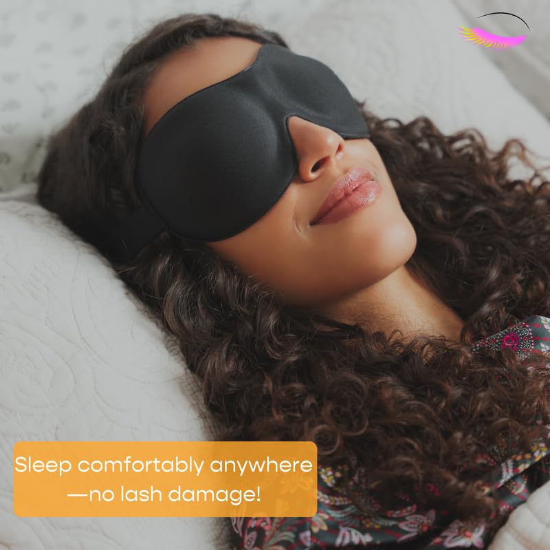Lasting Lashes Sleep Mask Contoured Cup Night Blindfold | Soft and Comfortable Night Eye Mask with Flexible Strap | Eye Masks fo
