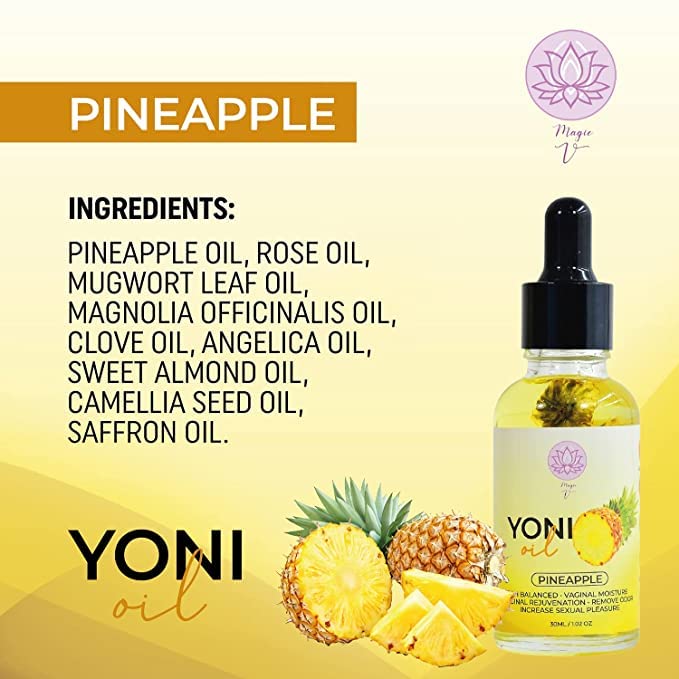 Magical V Yoni Oil For Women Organic Feminine Care Vaginal Moisturizer For Wetness (Pineapple) Ingrown Hair Ph Balance Feminine