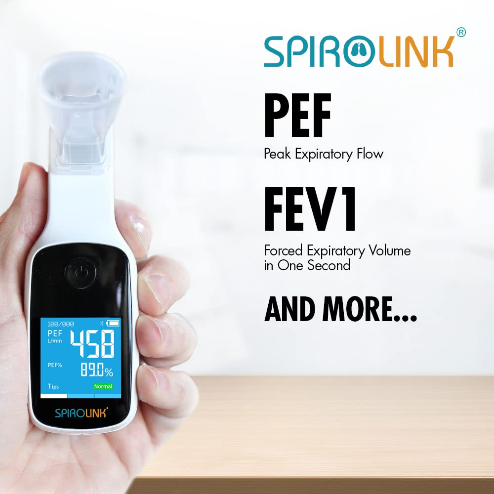 CMI Health SpiroLink - Smart Peak Flow Meter - Portable Pulmonary Function Test, Pocket Spirometer - Long Lifespan, Durable - fo