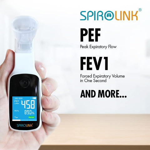 CMI Health SpiroLink - Smart Peak Flow Meter - Portable Pulmonary Function Test, Pocket Spirometer - Long Lifespan, Durable - fo
