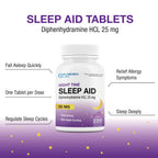 Puregen Labs Sleep Aid Caplets, Diphenhydramine HCl 25mg - 220 Count | Supports Deeper, Restful Sleeping, Non Habit-Forming | Ma