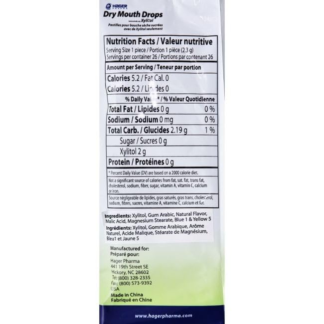 Hager Pharma Dry Mouth Drops with Xylitol Melon 26 EA - Buy Packs and SAVE (Pack of 3)