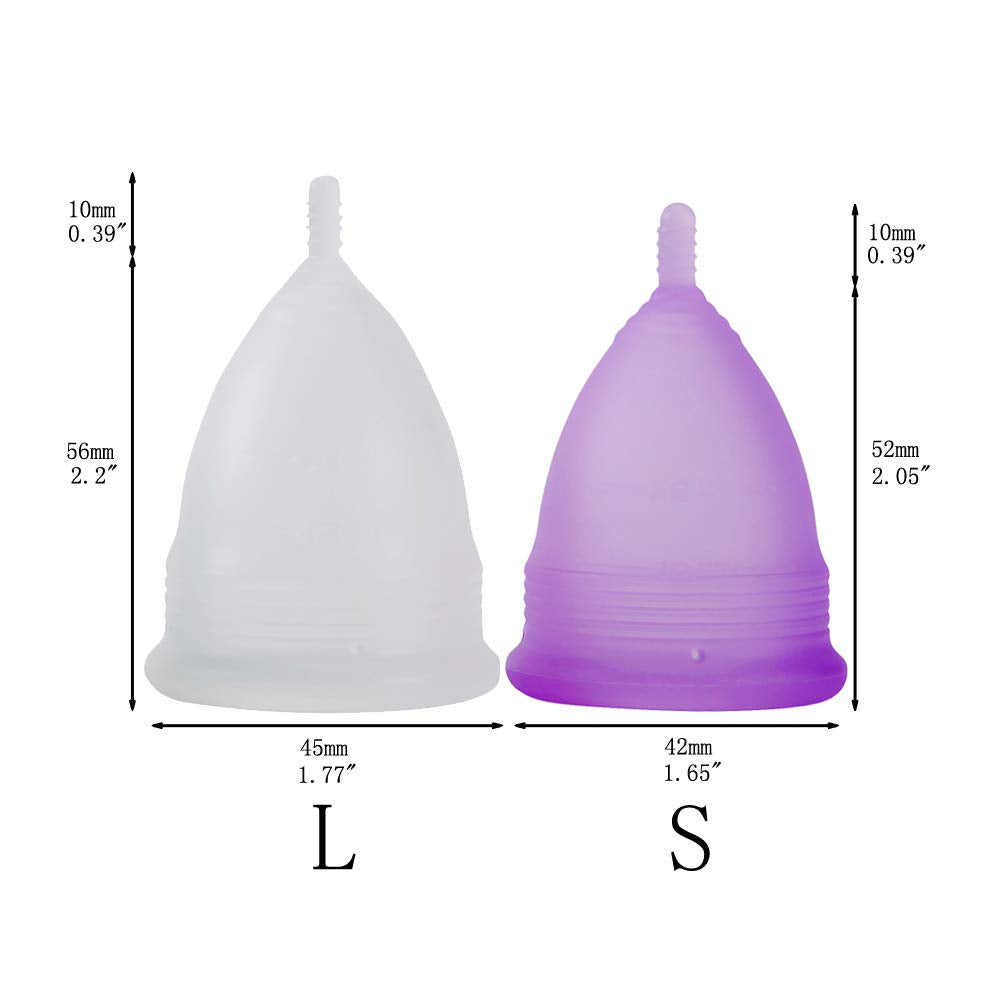 Croing ?????????????????? ???????? Reusable Menstrual Cup Set of 4, Period Cup, 2 pcs Small and 2 pcs Large (Purple and White)