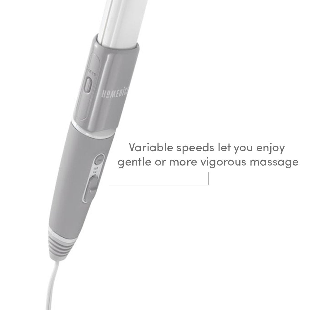 HoMedics Long Reach Massager with Heat | Adjustable Handle, Variable Speeds, Rapid Heat, Folding Handle | Heated Muscle Kneading