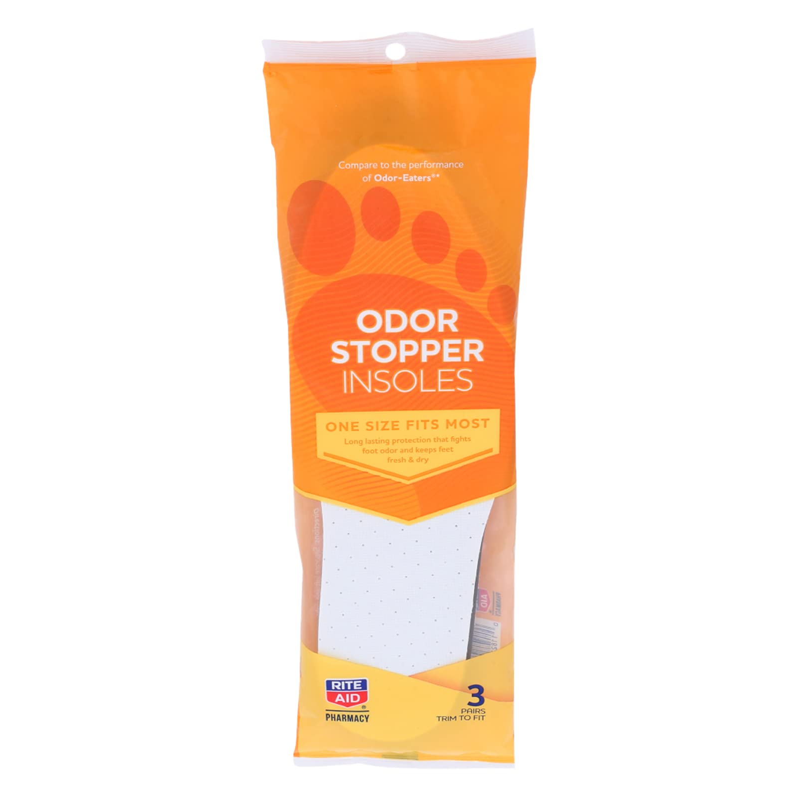 Rite Aid Foot Care Odor Stopper Insoles - 3 Pairs Shoe Inserts  Odor Eaters for Shoes  Shoe Odor Eliminator  Foot Care  One Size