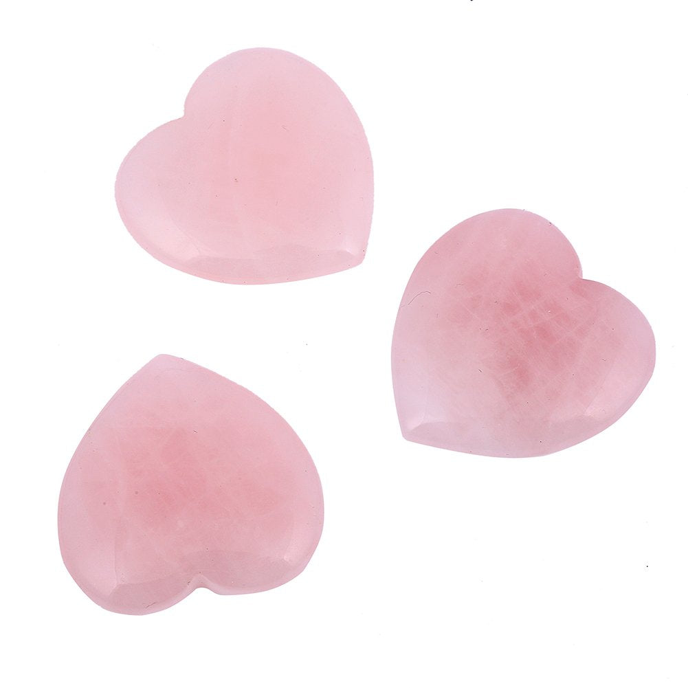 Bingcute Heart Shaped Rose Quartz Puffy Heart Stone 40mm (1.6) for Chakra Energy Healing, Reiki