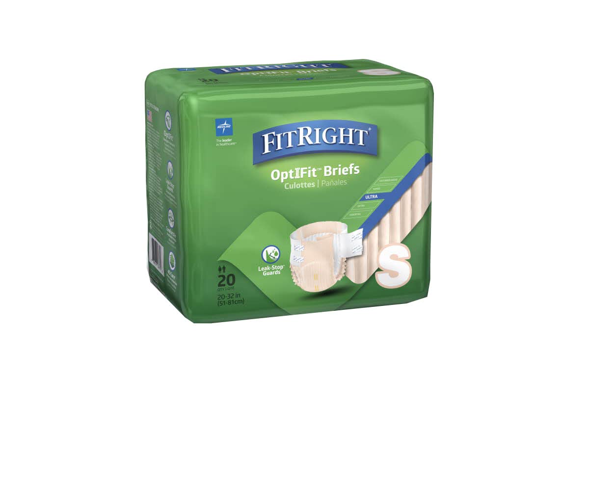 FitRight OptiFit Ultra Adult Briefs, Incontinence Diapers with Tabs, Heavy Absorbency, Small, 20 to 32, 20 Count