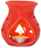 Mkd2 Rise Ceramic Clay Candle Essential Oil Diffuser Lamp/Aroma Burner (Red) Set of 2