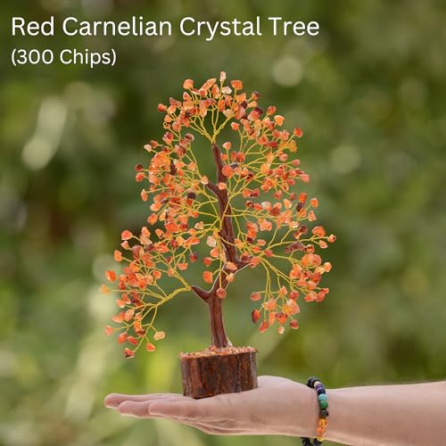 Crystal Trees for Home and Office Decoration, Carnelian Chakra Healing Crystals Feng Shui Handmade Trees for Positive Energy, Mo