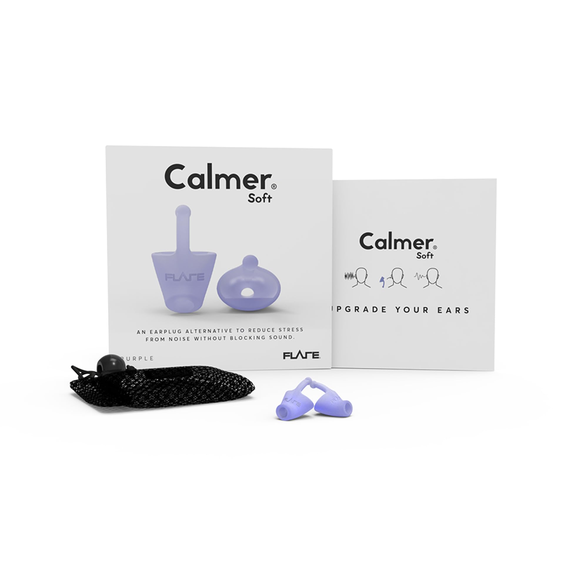 Flare Calmer Soft - Ear Plugs Alternative - Reduce Annoying Noises Without Blocking Sound - Soft Reusable Silicone - Purple