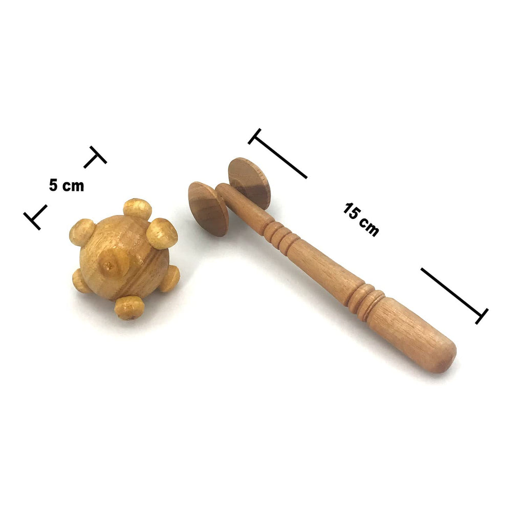 GoldleafKing 2PC Small Original Hard Wooden Acasia Wood Small Body & Face Massager for Men & Women and Hand Massager Set | Healt