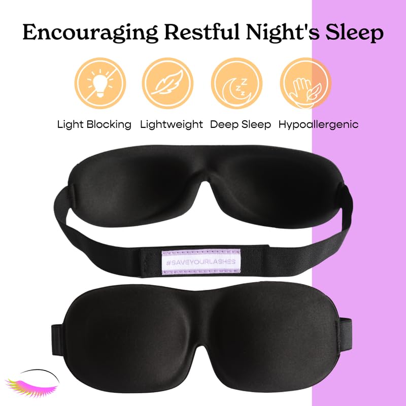 Lasting Lashes Sleep Mask Contoured Cup Night Blindfold | Soft and Comfortable Night Eye Mask with Flexible Strap | Eye Masks fo