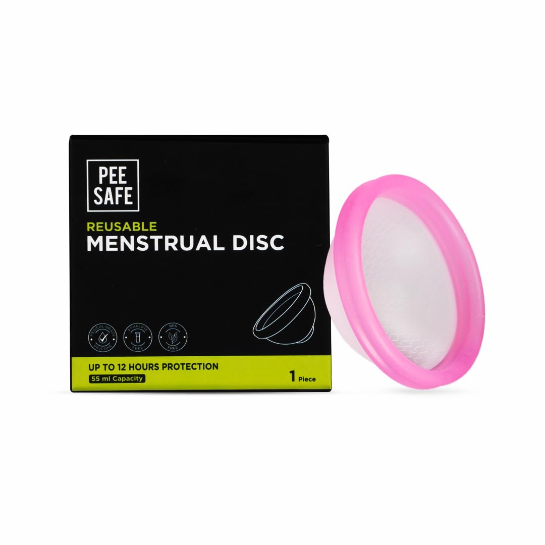 Pee Safe Reusable Menstrual Disc | 1 Reusable Menstrual Disc + 1 Spandex Storage Pouch | Capacity Of 55 Ml | Made Of Medical Gra