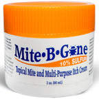 Mite-B-Gone Mite Cream & Bite Relief - 10% Natural Blend Sulfur Cream for Multi-Purpose Bites, Redness, Itching, & Irritation | 