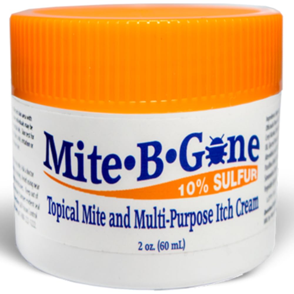 Mite-B-Gone Mite Cream & Bite Relief - 10% Natural Blend Sulfur Cream for Multi-Purpose Bites, Redness, Itching, & Irritation | 