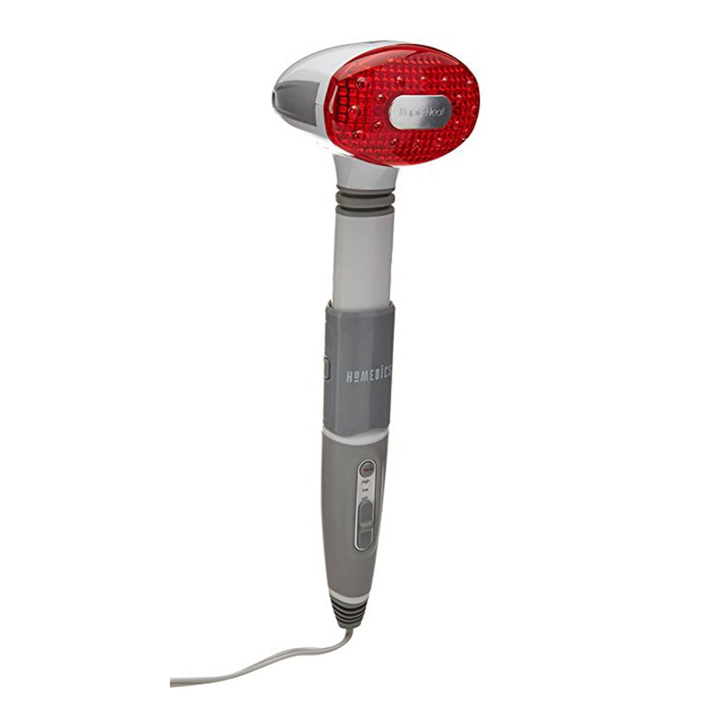 HoMedics Long Reach Massager with Heat | Adjustable Handle, Variable Speeds, Rapid Heat, Folding Handle | Heated Muscle Kneading