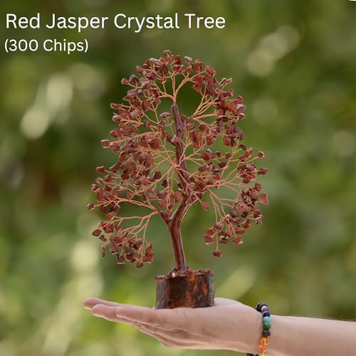 Red Jasper Crystal Trees for Home Decor, Office Desk Decoration, Chakra Healing Crystals and Stone for Positive Energy, Money, G