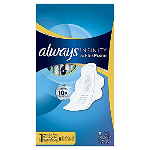 Always Infinity Regular Flow Protection Pads with Revolutionary Wings - 36 Pads/Pack, 6 Pack