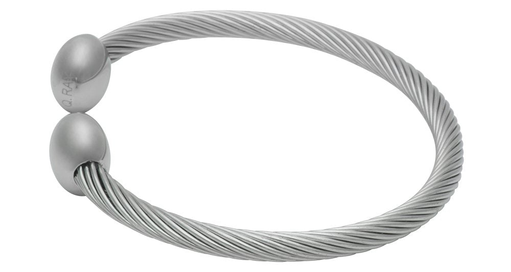 QRAY Silver Deluxe Surgical Steel Golf Athletic Bracelet Men Women C-Shaped Health Wellness Bracelet (Medium: 7~7.75)