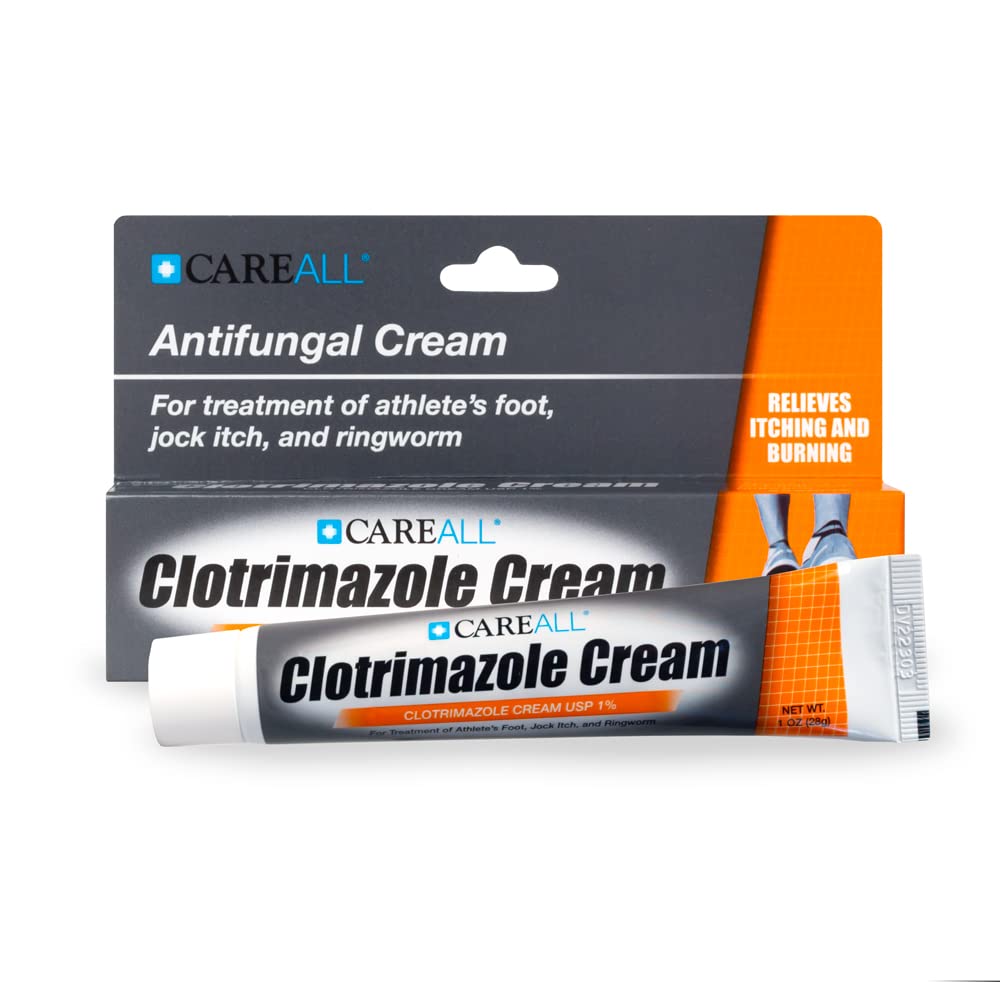 CareAll Clotrimazole Antifungal Cream 1% USP 1.0 oz. (4 Pack), Cures Most Athletes Foot, Jock Itch and Ringworm, Compare to The
