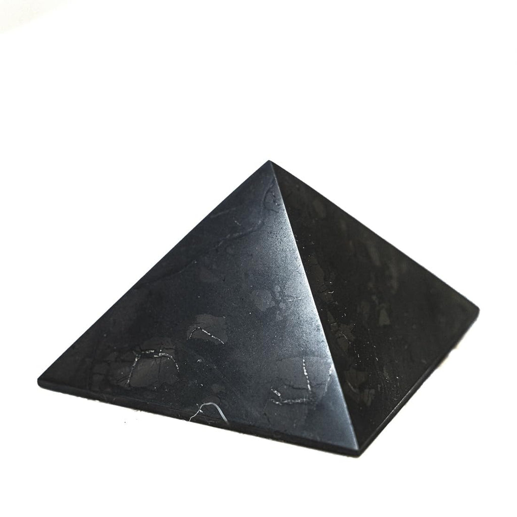 Shungite Club Polished Shungite Pyramid 100 mm (3,94 inches) Healing Crystal Desk Decor Shungite Stone for Home Positive Energy 