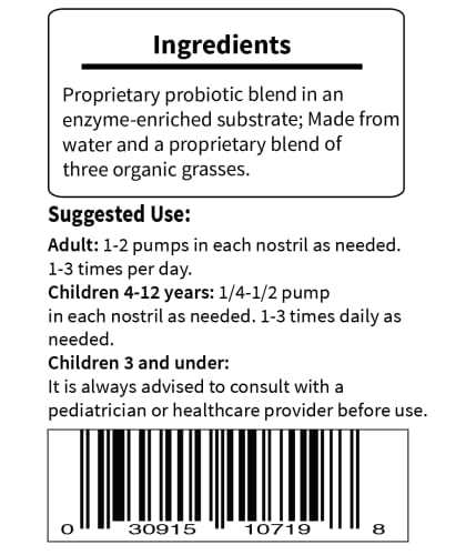LiviaOne Probiotics Nasal Spray, All-Natural Sinus Relief, Helps with Allergies, Nasal Congestion, Runny Nose, and Sneezing, 1 F