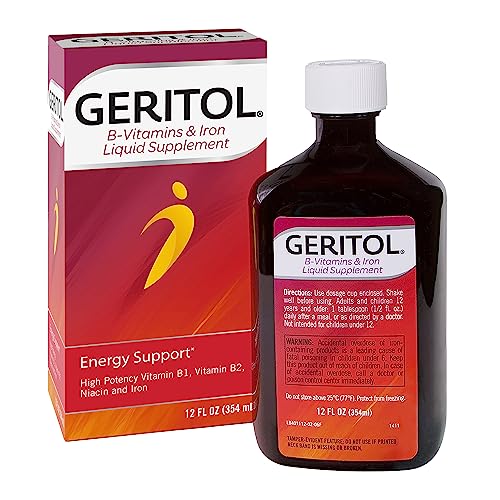 Geritol, Liquid Vitamin and Iron Supplement, Energy Support, Contains High Potency B-Vitamins and Iron, Pleasant Tasting, Easy t
